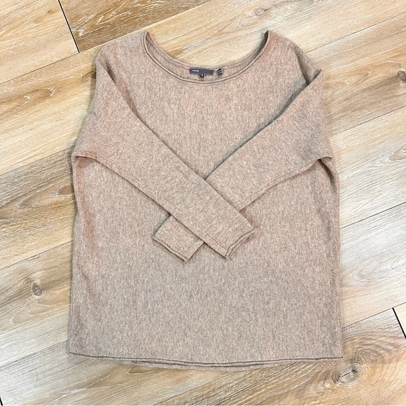 VINCE Wool Cashmere Boatneck Beige Sweater - Picture 2 of 4